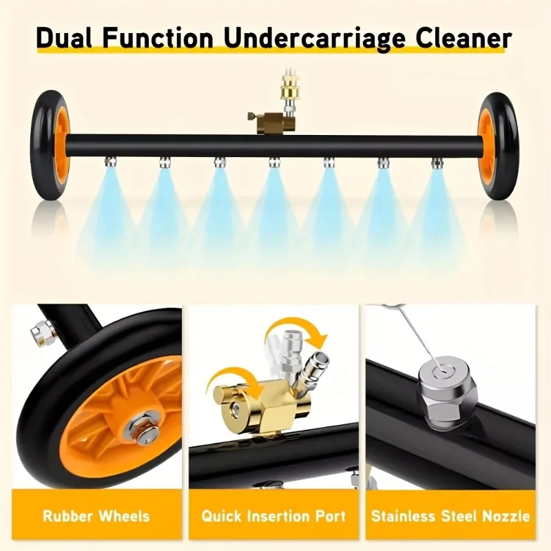 Car Water Broom for Pressure Washer Car Undercarriage Cleaner Four Nozzle Dual Purpose Stainless Steel High Pressure Cleaner - Image 6