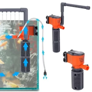 AC220-240V Mini Aquarium Filter Small 3-IN-1 Submersible Pump Fish Tank Built-in Oxygen Filter Pump for Small Aquarium Fish Tank