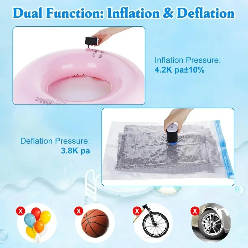 Mini Wireless Air Compressor Portable Electric Air Pump Quick Inflate/Deflate Pump with LED Light For Sofa Mattress Swim Ring - Image 6