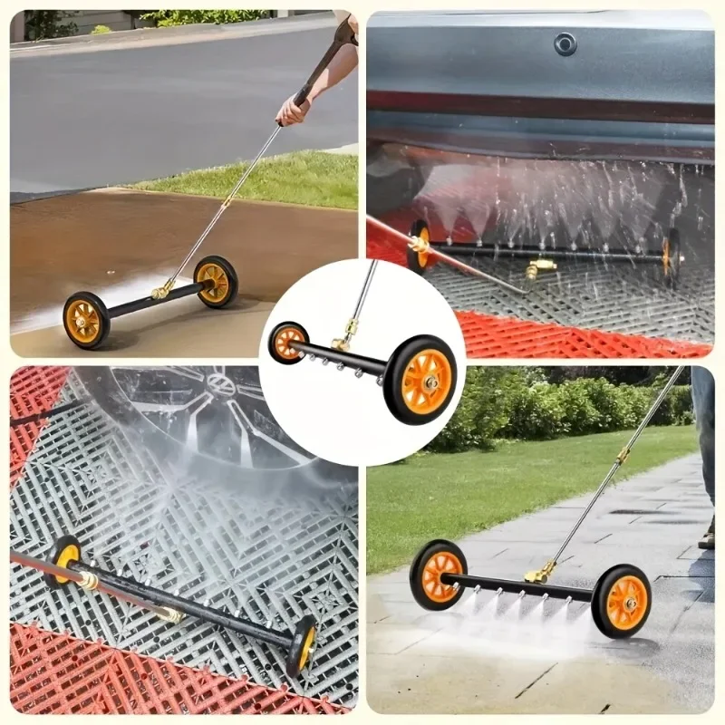 Car Water Broom for Pressure Washer Car Undercarriage Cleaner Four Nozzle Dual Purpose Stainless Steel High Pressure Cleaner - Image 4