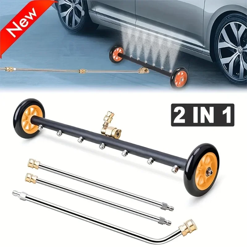 Car Water Broom for Pressure Washer Car Undercarriage Cleaner Four Nozzle Dual Purpose Stainless Steel High Pressure Cleaner - Image 2